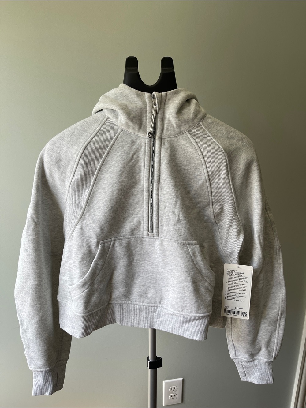lululemon athletica Light Gray Cropped Hoodie with Hood Logo